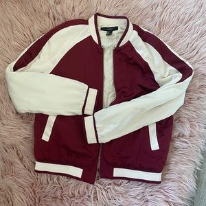 Red & White Embroidered Bomber Jacket